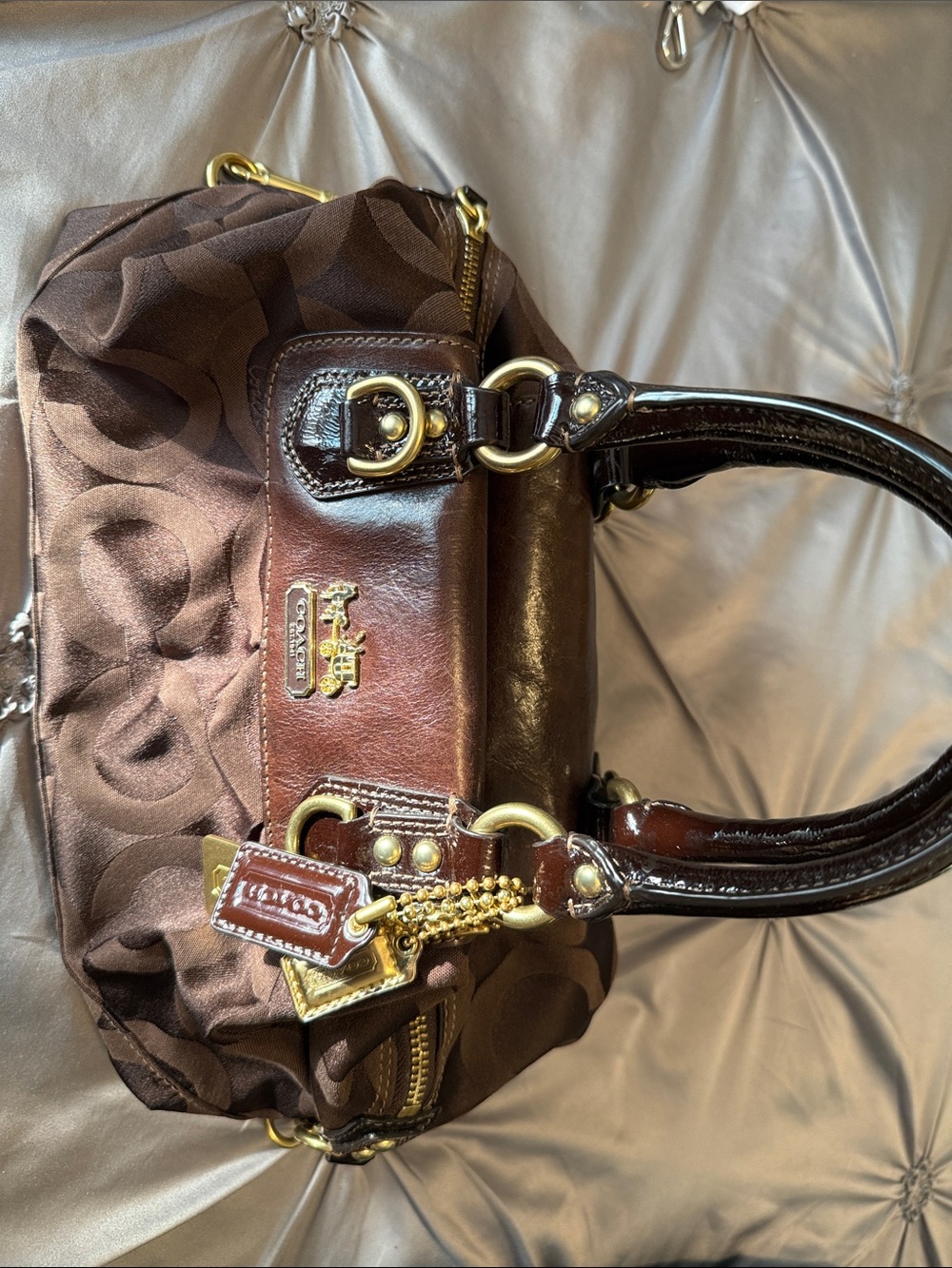 Coach Vintage  Brown Signature Canvas and Leather Satchel